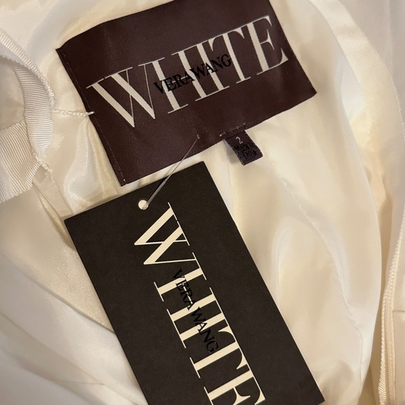 WHITE BY VERA WANG NWT SIZE 2 PLEATED SATIN TULLE ORGANZA WEDDING DRESS - Picture 12 of 16